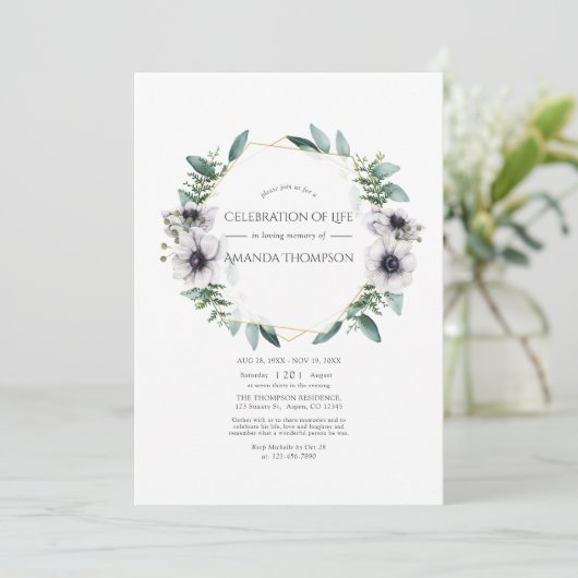 Waterverf Eucalyptus Anemone Kaart (Staand voorkant)