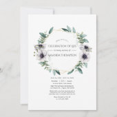 Waterverf Eucalyptus Anemone Viering van het Leven Kaart (Voorkant)
