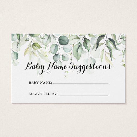 Waterverf Eucalyptus Baby Naam Suggesties kaart (Voorkant)