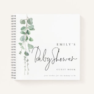 Waterverf Eucalyptus Baby shower Guest Book Notitieboek