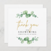 Waterverf Eucalyptus Baby shower Hartelijk dank Bedankkaart (Voorkant / Achterkant)