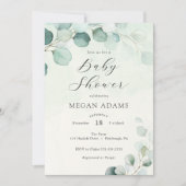 Waterverf Eucalyptus Baby shower Kaart (Voorkant)