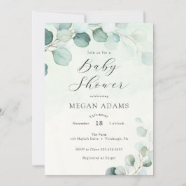 Waterverf Eucalyptus Baby shower Kaart