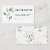 Waterverf Eucalyptus Baby shower Luierspoeling Informatiekaartje (Voorkant / Achterkant)