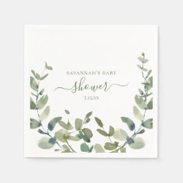 Waterverf Eucalyptus Baby shower Servet
