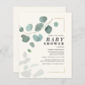 Waterverf Eucalyptus Baby shower Uitnodiging (Voorkant / Achterkant)