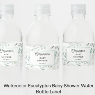 Waterverf Eucalyptus Baby Shower Waterfles Etiket