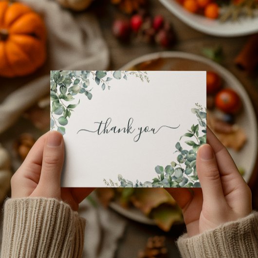 Waterverf Eucalyptus Babyfeest Bedankt Briefkaart