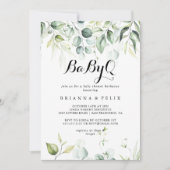 Waterverf Eucalyptus BabyQ Baby shower Barbecue Kaart (Voorkant)