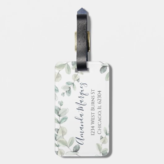 Waterverf Eucalyptus Bagagelabel (Achterkant verticaal)