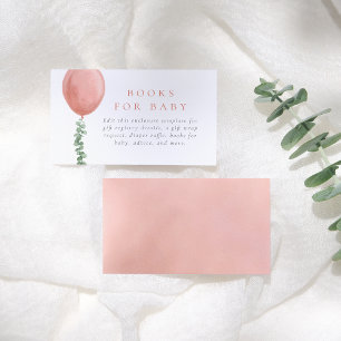 Waterverf eucalyptus & ballon meisje Baby shower Informatiekaartje