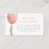 Waterverf eucalyptus & ballon meisje Baby shower Informatiekaartje (Voorkant)