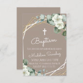 Waterverf Eucalyptus Baptisme Baby Kaart (Voorkant / Achterkant)