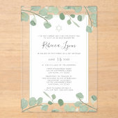 Waterverf Eucalyptus Bat Mitzvah Acryl Uitnodigingen (Voorkant)