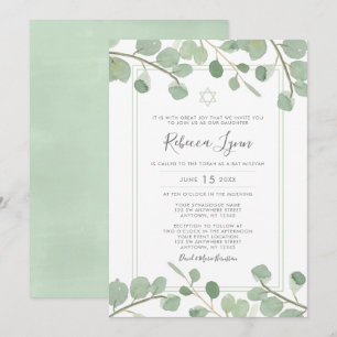 Waterverf Eucalyptus Bat Mitzvah Kaart
