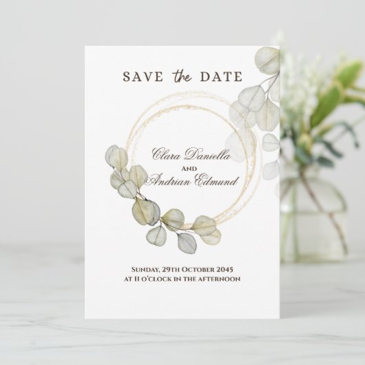 Waterverf Eucalyptus Bewaar de datum (Staand voorkant)