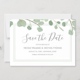 Waterverf Eucalyptus Bewaar de datum Magnetische Uitnodiging