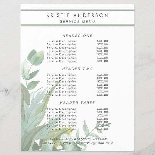 Waterverf Eucalyptus biedt geen prijs en services Flyer (Voorkant)