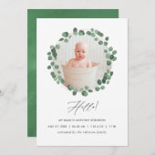 Waterverf Eucalyptus Birth Announding Kaart (Voorkant / Achterkant)