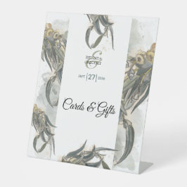 Waterverf Eucalyptus blaast bruiloft kaartjes cade Reclamebord Met Voetstuk