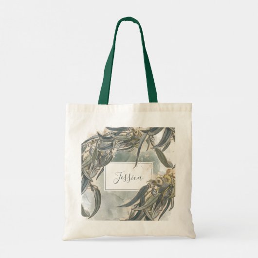 Waterverf Eucalyptus blaast groen bridesmaid Tote Bag (Achterkant)