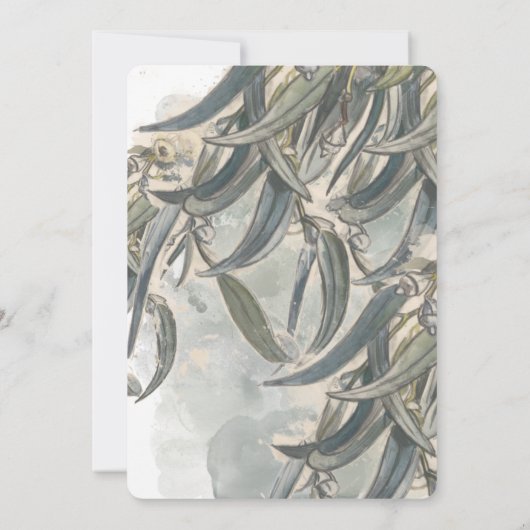 Waterverf Eucalyptus blaast groen Vrijgezellenfees Kaart (Achterkant)