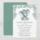 Waterverf Eucalyptus blaast olifant Baby shower Kaart (Voorkant / Achterkant)
