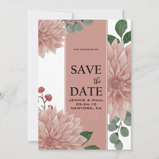 Waterverf Eucalyptus Bladbloem Save The Date (Voorkant)