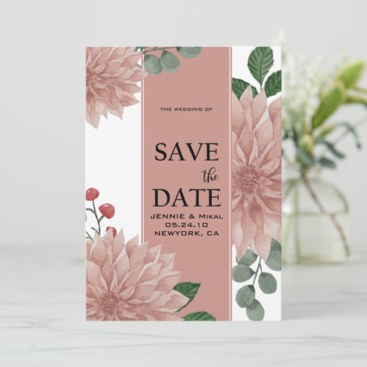Waterverf Eucalyptus Bladbloem Save The Date (Staand voorkant)