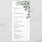 Waterverf Eucalyptus Bladeren Bruiloft Programmakaart (Voorkant)