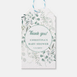 Waterverf Eucalyptus Bladeren Groene Baby Shower Cadeaulabel