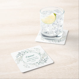 Waterverf Eucalyptus Bladeren Groene Baby Shower  Kartonnen Onderzetters