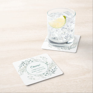 Waterverf Eucalyptus Bladeren Groene Baby Shower  Kartonnen Onderzetters