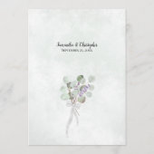 Waterverf Eucalyptus Bladeren & Lavendel Bruiloft Menu (Achterkant)