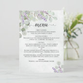 Waterverf Eucalyptus Bladeren & Lavendel Bruiloft Menu (Staand voorkant)