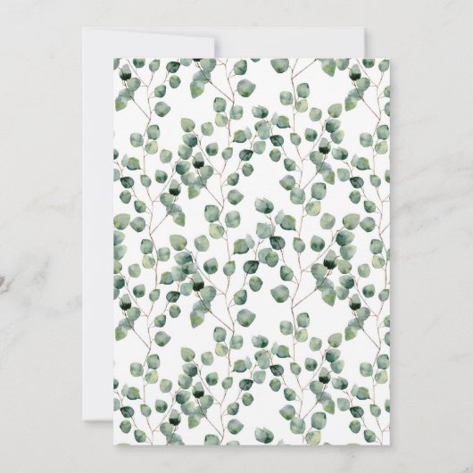 Waterverf eucalyptus bladpatroon | Dank u Bedankkaart (Achterkant)