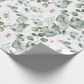Waterverf Eucalyptus Bladtakken en -bloemen Cadeaupapier (Hoek)