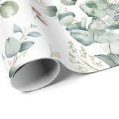 Waterverf Eucalyptus Bladtakken en -bloemen Cadeaupapier (Rol Hoek)