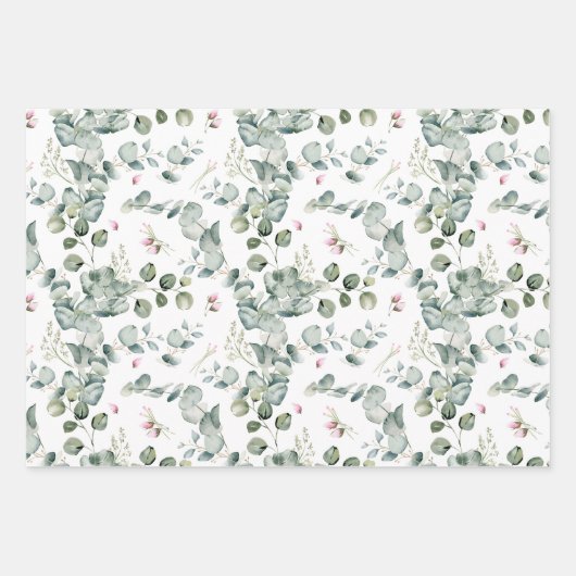 Waterverf Eucalyptus Bladtakken en -bloemen Inpakpapier Vel (Voorkant 2)