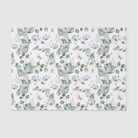Waterverf Eucalyptus Bladtakken en -bloemen Tissuepapier (Voorkant)