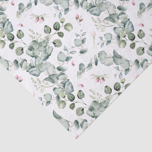 Waterverf Eucalyptus Bladtakken en -bloemen Tissuepapier (Detail)