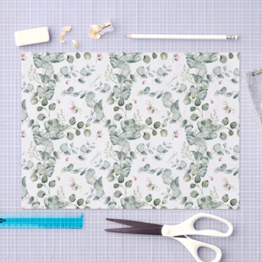 Waterverf Eucalyptus Bladtakken en -bloemen Tissuepapier (Craft)