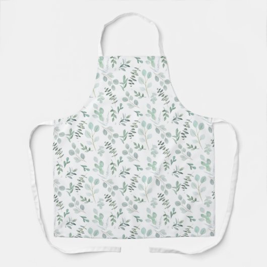 Waterverf Eucalyptus blauw groen Schort (Voorkant)