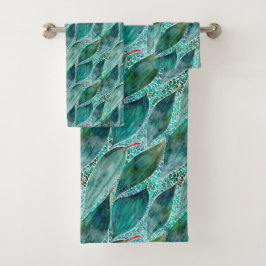 Waterverf Eucalyptus Blauwe Rivierbladeren Bad Handdoek