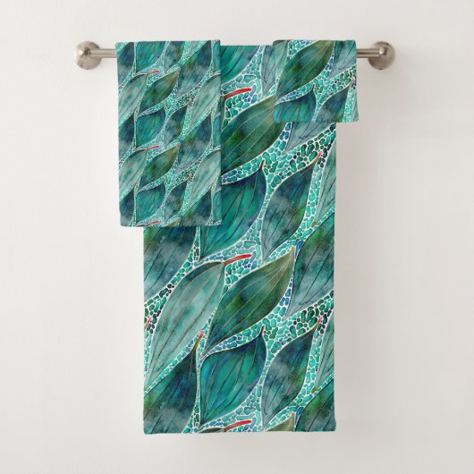 Waterverf Eucalyptus Blauwe Rivierbladeren Bad Handdoek (Insitu)