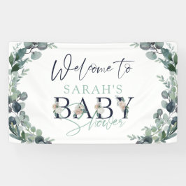Waterverf Eucalyptus Bloemen Welkom Baby shower Spandoek