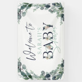 Waterverf Eucalyptus Bloemen Welkom Baby shower Spandoek (Verticaal)