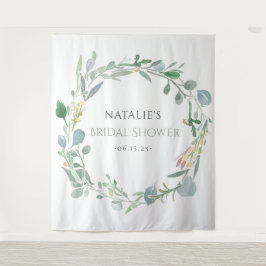 Waterverf Eucalyptus Bloemengroen Bruiloftsdouche Wandkleed