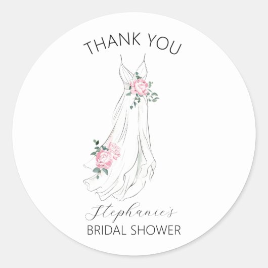 Waterverf Eucalyptus Bloemenjurk Bruidsmeisje Ronde Sticker (Voorkant)