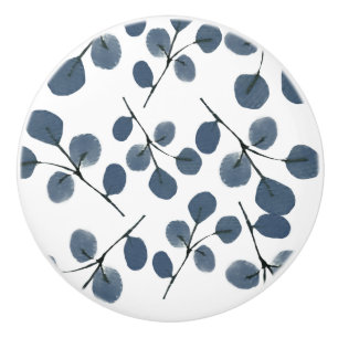Waterverf Eucalyptus Blue Botanische hand geschild Keramische Knop